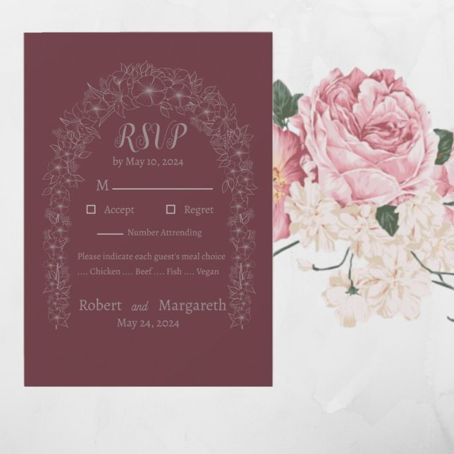 Cllassic Red Flower Wedding Gate Response Card (Creator Uploaded)