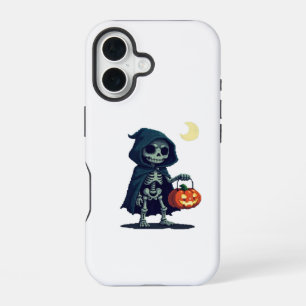 cloaked skeleton of halloween iPhone 16 case