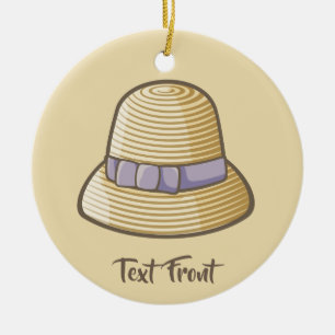 Cloche Hat Beige Ceramic Ornament