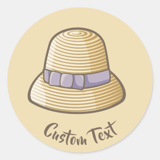 Cloche Hat Beige Classic Round Sticker (Front)