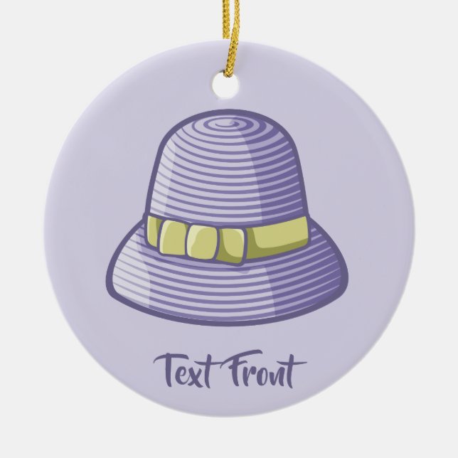Cloche Hat Lilac Ceramic Ornament (Front)