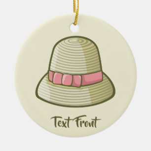 Cloche Hat Yellow Ceramic Ornament