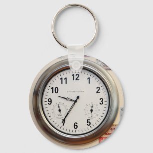 Clock and Currency Key Ring