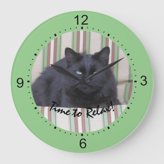 Clock - Black Cat on Cushions TEST3 (Front)