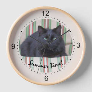 Clock - Black Cat Summer Time