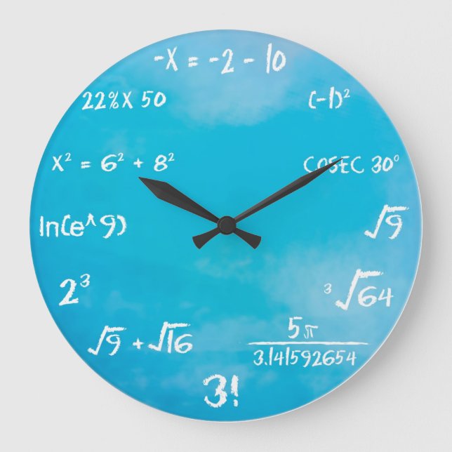 Clock - Blue Maths Wall Clock (Front)