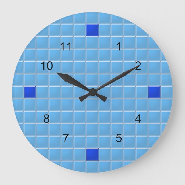 Clock - Blue Square Mosaic (Front)