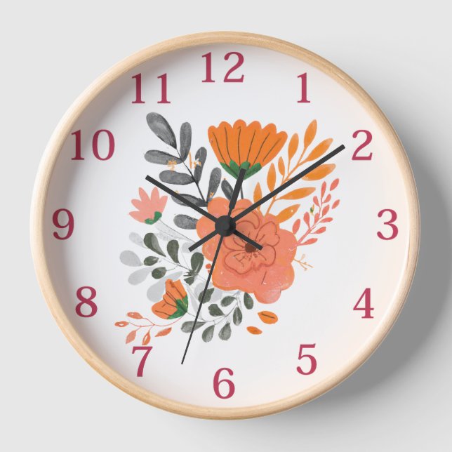 Clock - Boho Flowers (Front)