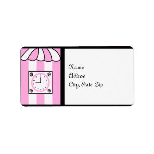 Clock Bridal Shower Pink and White Stripes Label