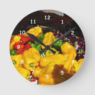 Clock - Bright Coloured Peppers