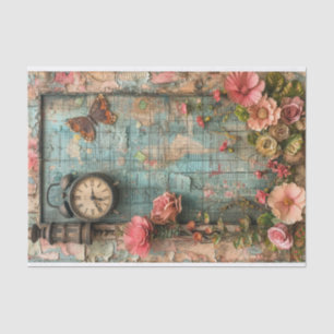 Clock & Butterfly Mixed Media Tissue Paper