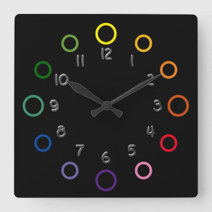 Clock - Colored Rings on Black