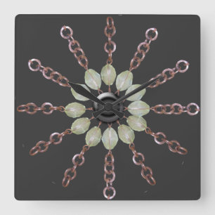 Clock - Copper chain and Glass beads