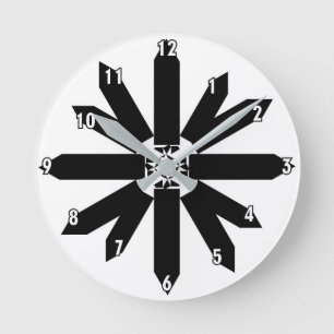 clock dial black signs white numbers