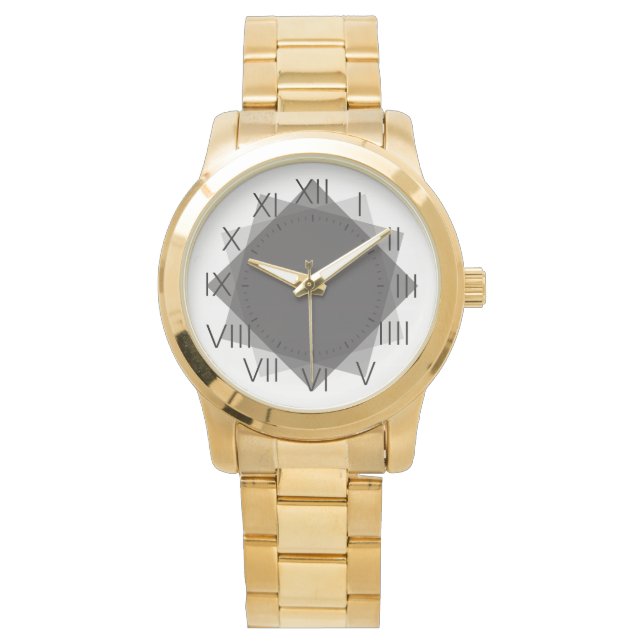 clock dial grai rectangles roman numbers watch (Front)