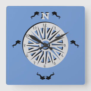 Clock - Divers and Compass