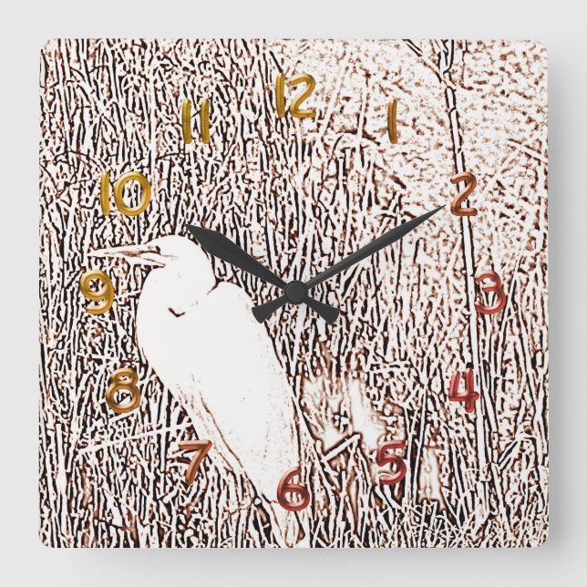 Clock - Egret in Grass (Front)
