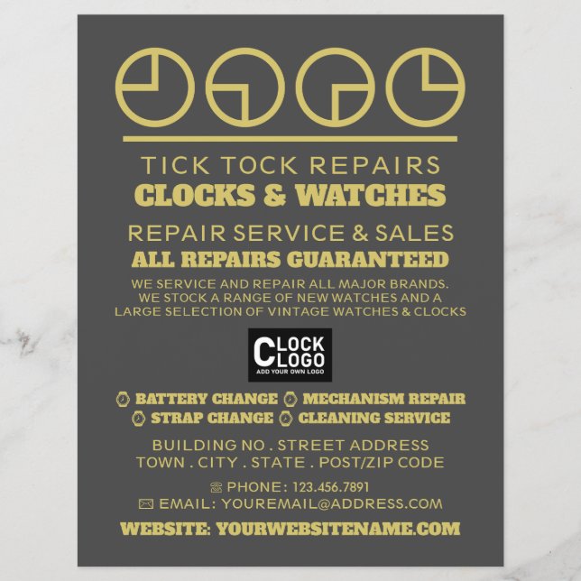 Clock Face Icons, Horologist Advertising Flyer (Front)