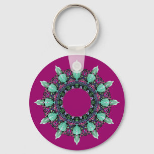 clock face kaleidoscope fractal ART I Key Ring
