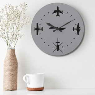 Clock Face with Airplane icons Cool Pilot Aviation