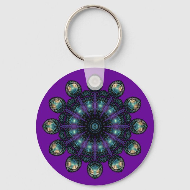 Clock Faces - Apophysis Fractal Key Ring (Front)