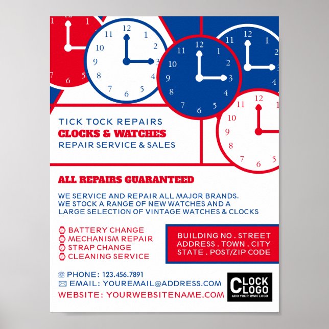 Clock Faces, Horologist Advertising Poster (Front)