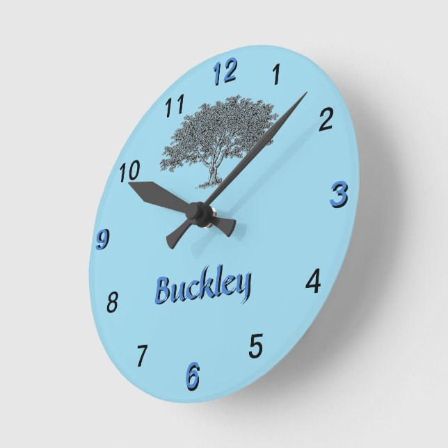 Clock - Family Tree on Blue (Angle)