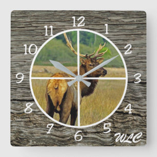 Clock for Hunters Elk personalise with initials