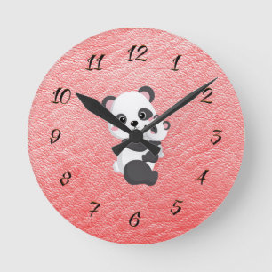 Clock for Kids Room with Momma & Baby Panda