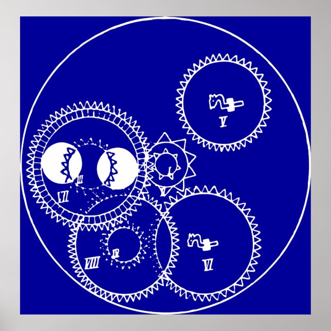 Clock Gears Blueprint Poster (Front)