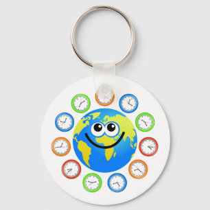 Clock Globe Key Ring