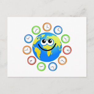 Clock Globe Postcard