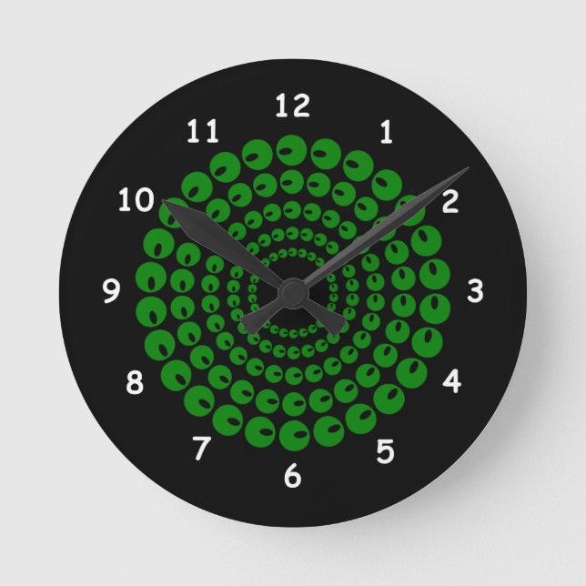 Clock - Green Concentric Circles of Beads on Black (Front)