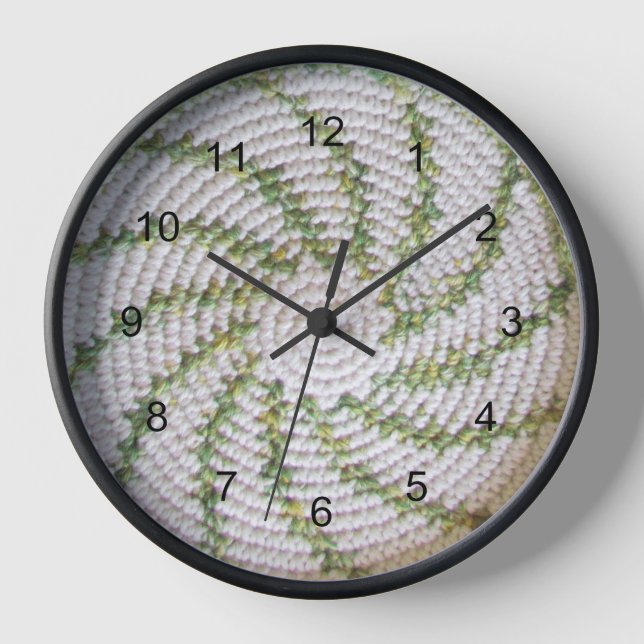Clock - Green Spiral on White (Front)