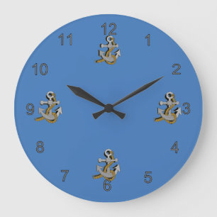Clock - Grey Anchors with Ropes