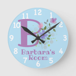 Clock in a Floral Design with Name Barbara