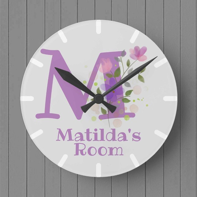 Clock in a Floral Design with Name Matilda (Creator Uploaded)