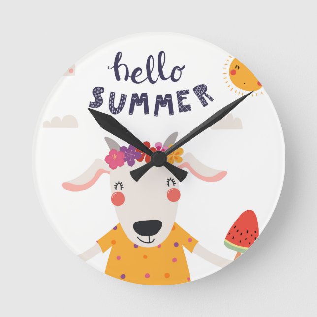 Clock in Acrylic Hello Summer (Front)