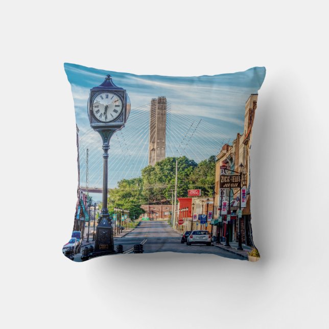 Clock In Downtown Cape Girardeau Cushion (Front)