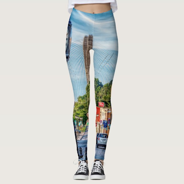 Clock In Downtown Cape Girardeau Leggings (Front)