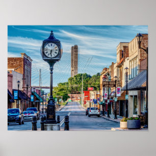 Clock In Downtown Cape Girardeau Poster