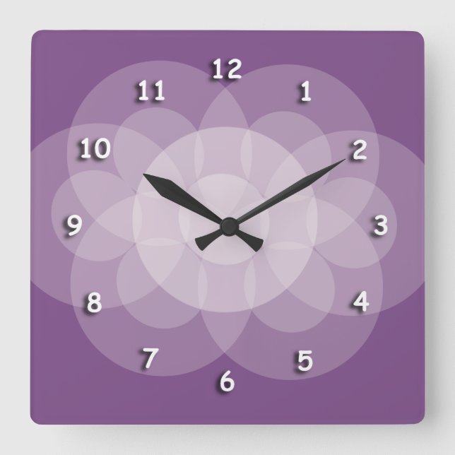 Clock - Intersecting Circles in Purple (Front)