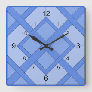 Clock - Interwoven Squares in Blue