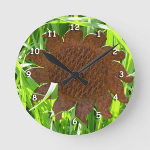 Clock - Iron Sunflower in Grass