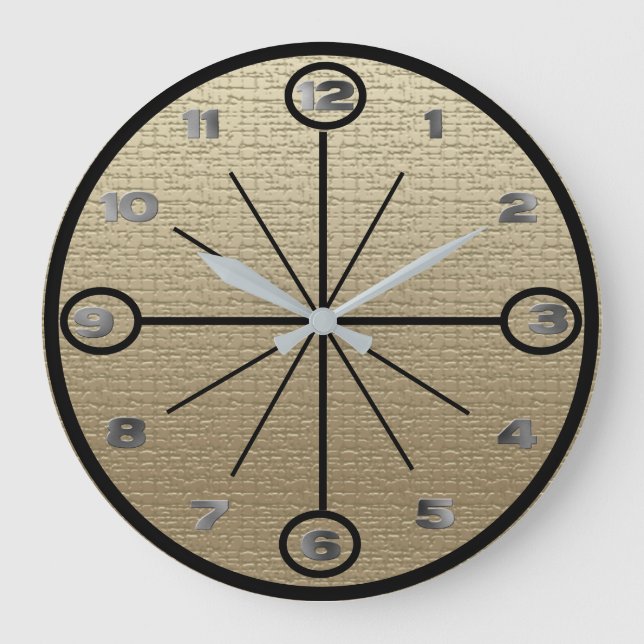 Clock - Linen Background with Metallic Numerals (Front)