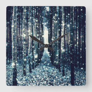 Clock : Magical Forest Teal Grey Elegance