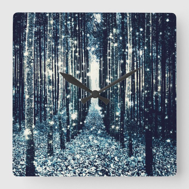 Clock : Magical Forest Teal Grey Elegance (Front)