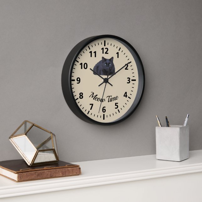 Clock - Meow Time with Black Cat (Office)