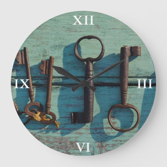 Clock: Old Skeleton Keys Large Clock (Front)