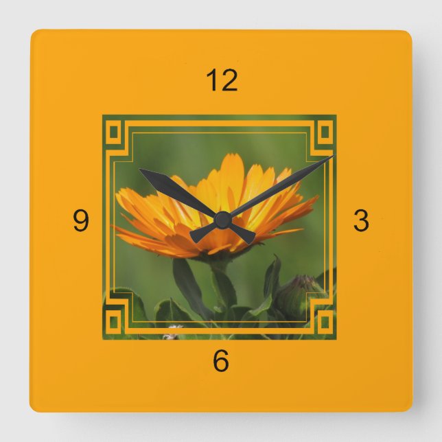 Clock - Orange Flower in Frame (Front)